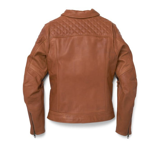 Women's Bezel Biker Collar Leather Jacket