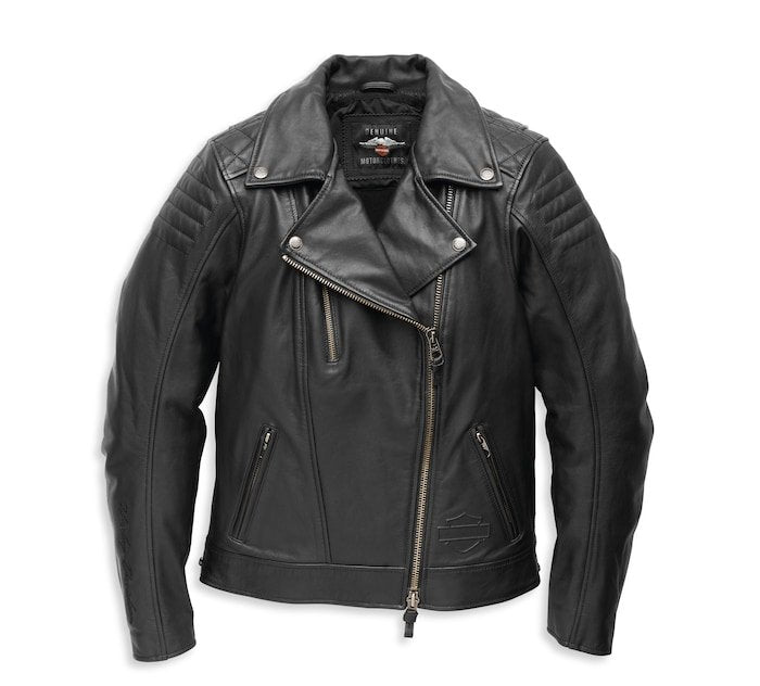 Women's Bezel Biker Collar Leather Jacket