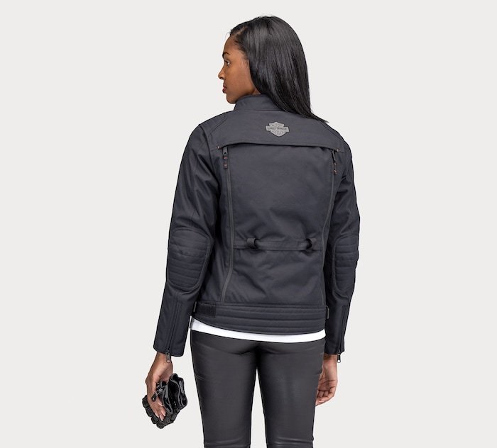 Womens Textile Riding Jacket with Backpack