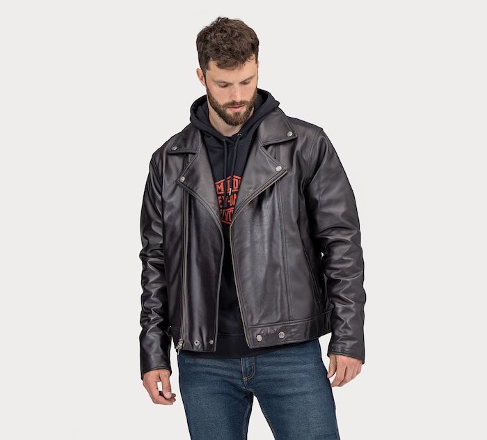 Men's Lisbon Debossed Leather Jacket