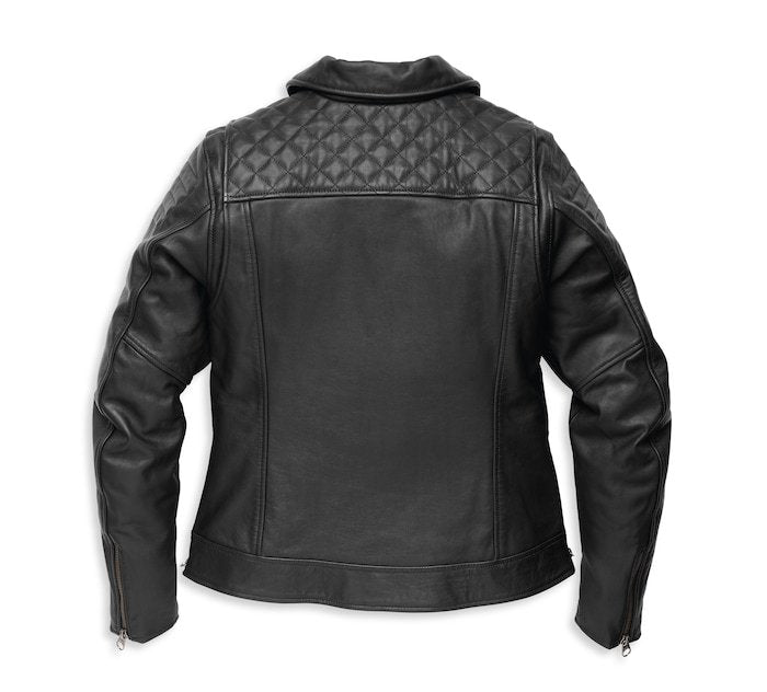 Women's Bezel Biker Collar Leather Jacket