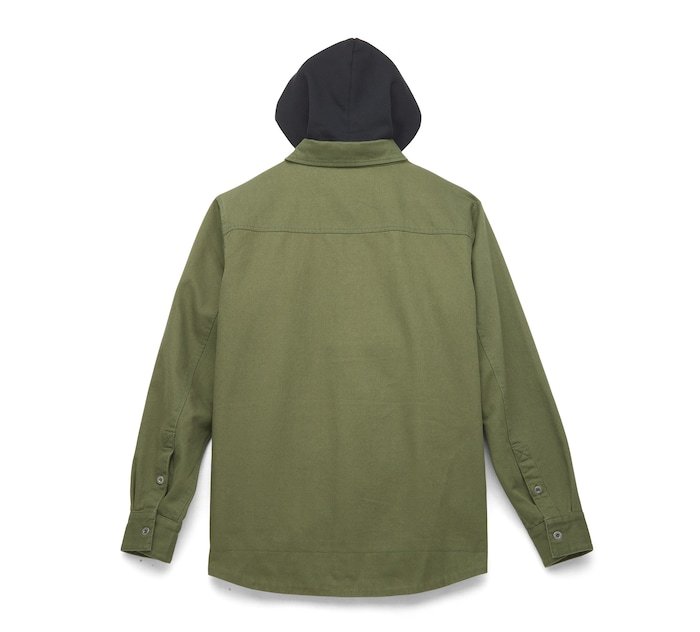 Men's Removable Hood Heavy Twill Shirt Jacket