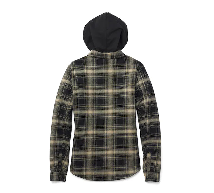 Women's Bar & Shield Flannel Shirt Jacket w/ Removable Hood